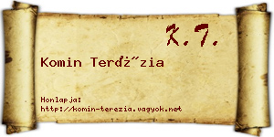 Komin Terézia névjegykártya